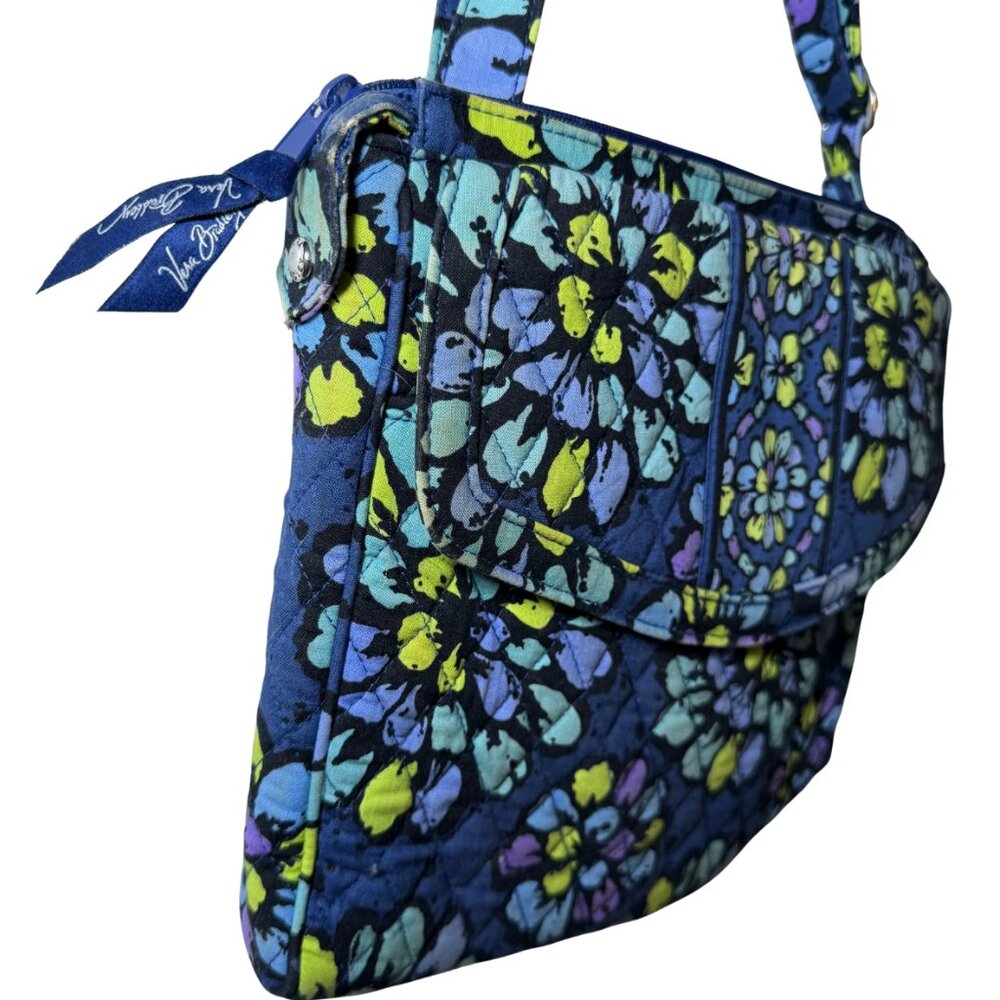 Vera Bradley Blue Navy Floral Crossbody Bag with Lime and Light Blue Accents - Picture 4 of 8